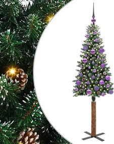 vidaXL Brad de Crăciun subțire Verde 150 cm PVC și lemn de PIN masiv