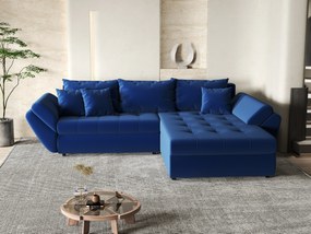 Colțar extensibil dumonde cu ladă de depozitare si sezut confortabil din spuma high-density, Loana Royal Blue II 270x185 cm