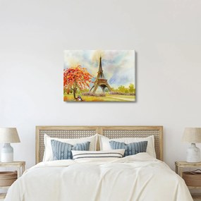 Tablou pictat cu turnul Eiffel (70x50 cm)