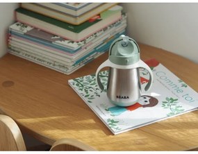 Beaba - Cană termoizolantă cu pai 250 ml, verde