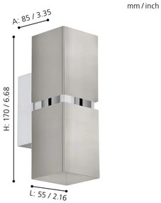 Eglo 96264 - LED Aplica perete PASSA 2xGU10/3.3W/230V patrat