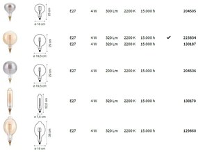 Bec dimabil de dimensiuni mari LED E27 VINTAGE XL 04W AMBRA 2200K 223834 IDL