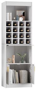 Mobilier pentru vin cu 16 Compartimente pentru Sticle, Multifuncțional ca Highboard pentru Sala de Mese sau Bibliotecă pentru Living, 50x40x180 cm, Alb