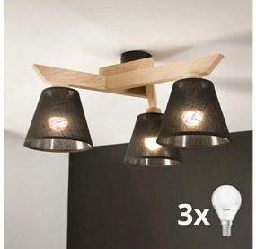 Lustră aplicată Brilagi ANTHONY 3xE14/40W/230V stejar/negru