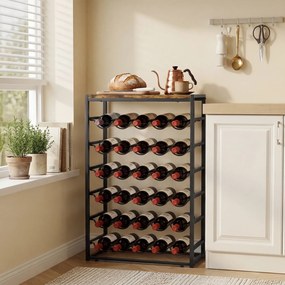 HOMCOM Suport pentru 30 sticle, raft pentru vin cu 6 niveluri, stil industrial, 59x30x88,5cm, maro rustic | Aosom Romania