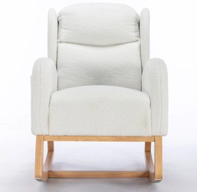 Scaun balansoar modern cu husă din material Teddy, Alb | Aosom Romania