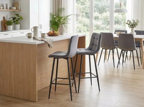 Scaun de bar cu picioare negre ARCETO VELVET, gri inchis