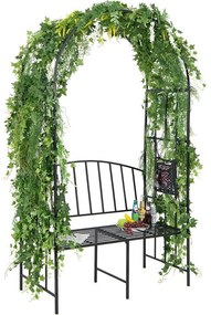 Arcada de gradina pentru flori cu banca, negru