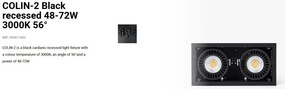 Spot LED incastrabil COLIN-2 Black recessed 48-72W 3000K 56°