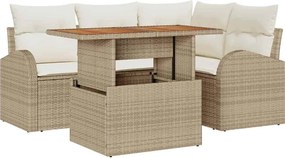 vidaXL Set de canapele pentru grădină 5 pcs Bej Rattan poli