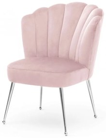 Scaun Bolonia velvet roz/silver – H90
