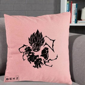 Perna Personalizata Dragon Ball Goku Super Saiyan Silueta, 40x40 cm, Roz, Husa Detasabila, Perna Inclusa, BEKZ®
