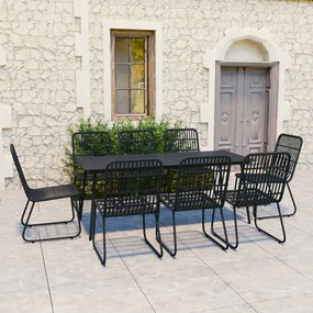 3060248 vidaXL Set mobilier de exterior, 9 piese, poliratan și sticlă