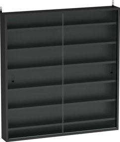 HOMCOM Dulap Tip Vitrină de Expoziție cu Rafturi Reglabile, Montată pe Perete, Negru | Aosom Romania