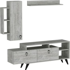 Mobilier living 505CRL1924, gri/negru, PAL melaminat, 3 piese