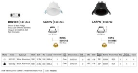Spot LED incastrabil tavan fals / plafon CARPO negru