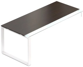 Masa Creator 200 x 90 cm, baza alba, 1 picior, wenge
