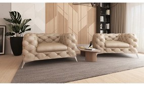 Fotoliu bej cu tapițerie din catifea Chelsea – Ropez