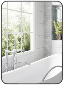 HOMCOM Oglindă de baie dreptunghiulară cu cadru metalic Oglindă decorativă pentru dormitor sufragerie sau antreu 60x80 cm Negru | Aosom Romania