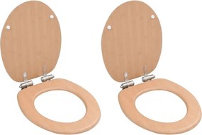vidaXL Capace WC cu închidere silențioasă, 2 buc., MDF, design bambus