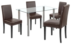 Set de masă Karin 4+1 alb-maro