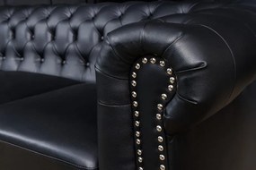 Canapea clasica stil englezesc Chesterfield 3 locuri, negru antic