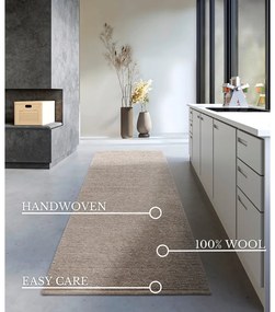 Covor tip traversă maro deschis țesut manual din lână 80x200 cm Francois – Villeroy&amp;Boch