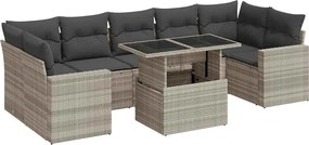 vidaXL Set mobilier de grădină cu perne, 8 piese gri deschis poliratan