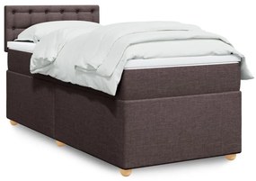 vidaXL Pat box spring cu saltea, maro închis, 100x200 cm, textil