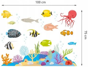 Autocolante cu imprimeu lumea subacvatică, 100 cm x 75 cm