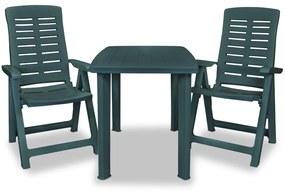 Set mobilier bistro, 3 piese, verde, plastic Verde