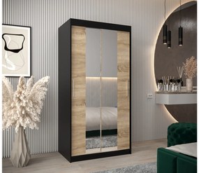 Dulap de haine 100 cm Toki 1 (negru mat + stejar sonoma). 1064880
