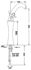 Baterie roz pentru chiuvetă înaltă Antea – Sapho