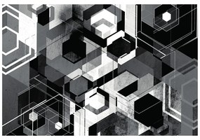 Tapet geometrie în design alb-negru