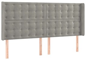 Tablie de pat cu LED, gri deschis, 163x16x118 128 cm, catifea 1, Gri deschis, 163 x 16 x 118 128 cm