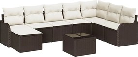 vidaXL Set de canapele pentru grădină cu pernă 9 pcs Maro Rattan poli