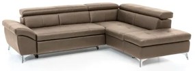 Canapea colțar extensibilă din piele SALERNO II, dreapta, maro