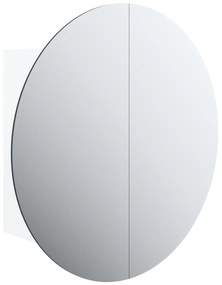 345579 vidaXL Dulap de baie cu oglindă rotundă și LED, alb, 40x40x17,5 cm