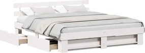 vidaXL Cadru de pat cu headboard Alb 200 x 200 cm Lemn de pin masiv