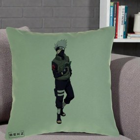 Perna Personalizata Naruto Kakashi Hatake Portret Complet, 40x40 cm, Verde, Husa Detasabila, Perna Inclusa, BEKZ®