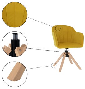 Fotoliu rotativ, textil Velvet, galben/fag, DALIO
