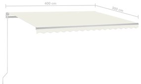 Copertina retractabila automat, cu stalpi, crem, 4x3 m Crem, 4 x 3 m