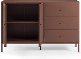 Comodă burgundy din metal 140x90x40 cm Fayna – Marckeric