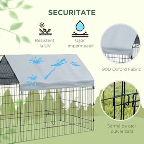 PawHut Cușcă pentru găini cu Acoperiș din Țesătură 220x85x103cm Argintiu | Aosom Romania