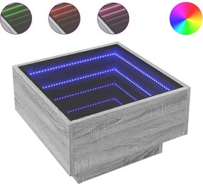 vidaXL Măsuță de cafea cu LED sonoma gri 50x50x30cm lemn prelucrat