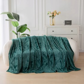 Patura microplus cu ornamente VELORIA verde inchis Dimensiune: 160 x 200 cm