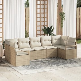 vidaXL Set de canapele pentru grădină 7 pcs Bej Rattan poli