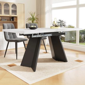 Masă de luat extensibilă, Alb+Negru | Aosom Romania