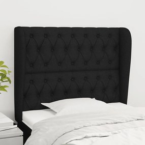 3118284 vidaXL Tăblie de pat cu aripioare, negru, 103x23x118/128 cm, textil