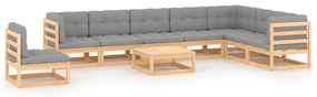 vidaXL Set mobilier grădină cu perne, 9 piese, lemn masiv de pin